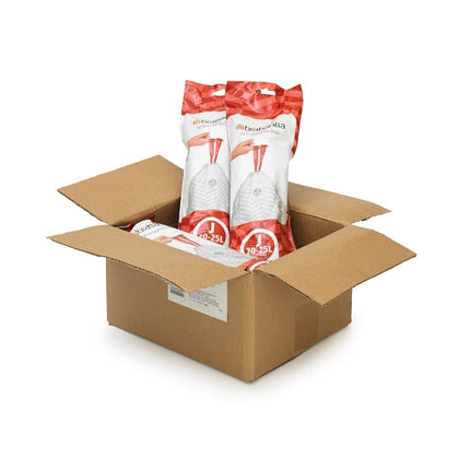 Brabantia 138362 PerfectFit Bin Liners Multipack (Size J/20-25 Litre) Thick Plastic Trash Bags with Tie Tape Drawstring Handles (120 Bags), White