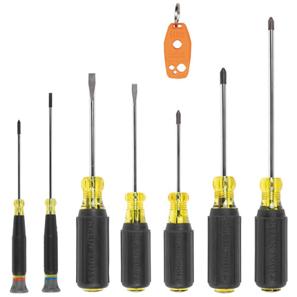 Klein Tools 85808 Screwdriver Set, Precision Machined Tips, (4) Phillips, (3) Slotted, Magnetizer/Demagnetizer, Made in USA, 8-Piece