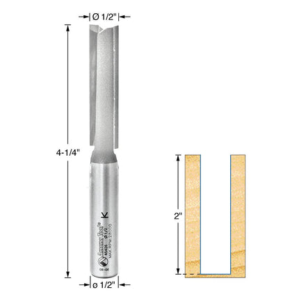 Amana Tool - 45426 Carbide Tipped Straight Plunge 1/2 Dia x 2" x 1/2 Shank