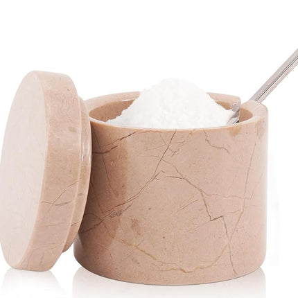 Verona Marble 3" Handmade Salt Cellar with Lid & S