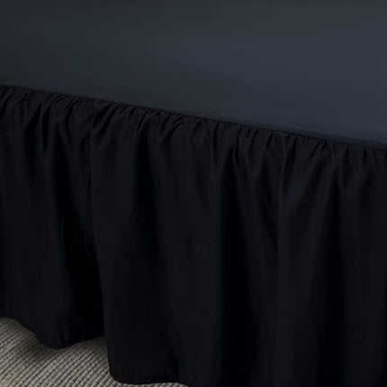 xuan dian Bed Skirts Twin Size 18 Inch Ruffled Bed Skirt with Split Corners, 18 Inch Drop Dust Ruffle Bed Skirt with Platform, Black