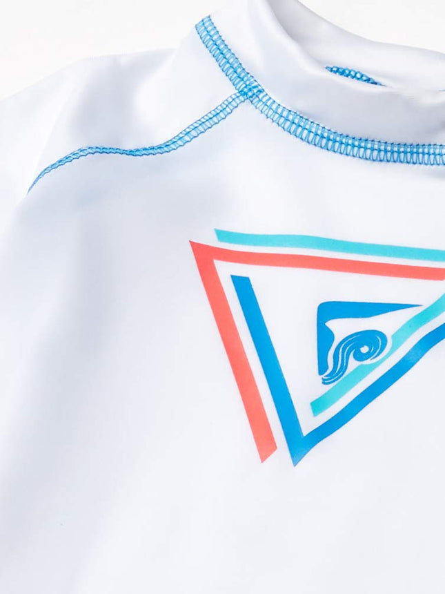 Kanu Surf Boys' Twister UPF 50+ Sun Protective Rashguard Swim Shirt, Seaweeds White, 8