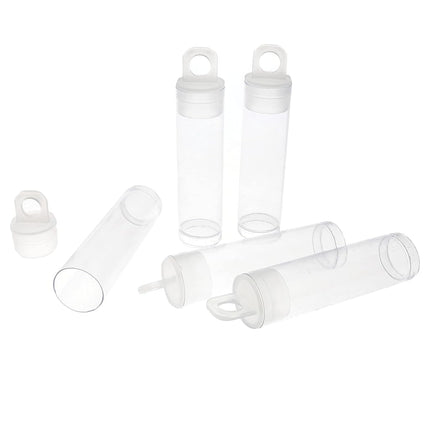 The Beadsmith Clear Plastic Tubes 2" Long 9/16" Diameter Caps for Hanging Friction Use for Beads, Bath Salts, Wedding Gifts and