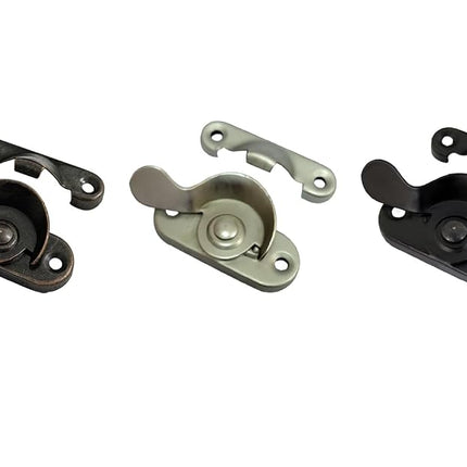 QCAA Steel Window Sash Lock, CTC 2", Matte Black, 2 Pack, Made in Taiwan