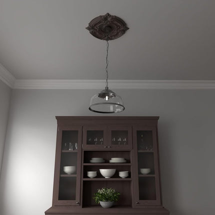 Ekena Millwork CMP16ATGLG Attica Thermoformed PVC Ceiling Medallion (Fits Canopies up to 5 5/8"), 16"OD x 3 1/2"ID x 1"P, UltraCover Satin London Grey