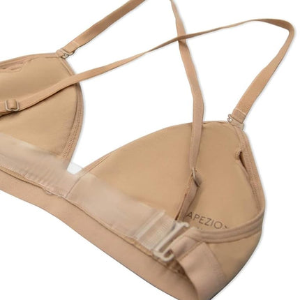 Capezio Women's Deep Neck and Clear Back Bra, Skin-Coloured, XL