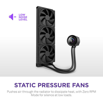 NZXT Kraken Plus 360-360mm AIO CPU Cooler, LCD - Black