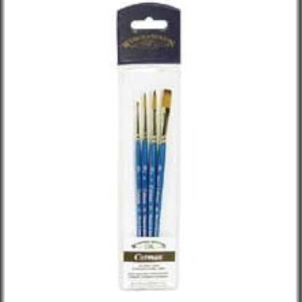 Winsor & Newton, Cotman Watercolour Synthetic Brushes, Short Handle, Pack of 4 (1,4,and 6 Round and 10mm One Stroke)
