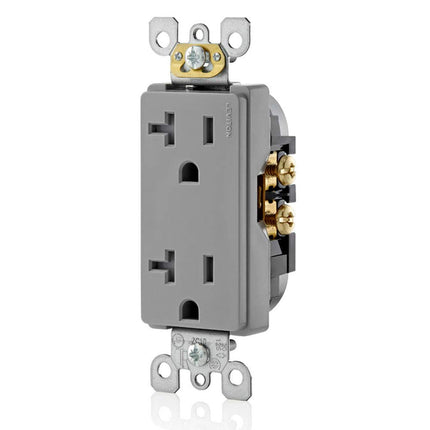 Leviton T5825-GY 20 Amp, Tamper- Resistant, Decora Duplex Receptacle, Residential Grade, Gray