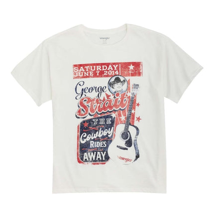 Wrangler Women's George Strait Oversized Tee, White, Large