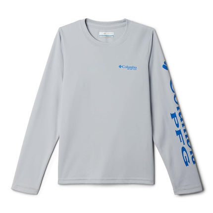 Columbia Boys Terminal Tackle Camiseta de manga larga, gris frío, azul vivo, XXS