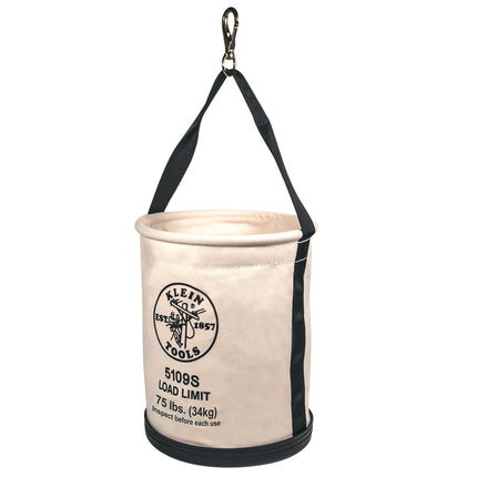 KLEIN TOOLS 5109S Canvas Bucket, Straight Wall Tool Bucket Swivel with Swivel Snap, 75-Pound Load Rated