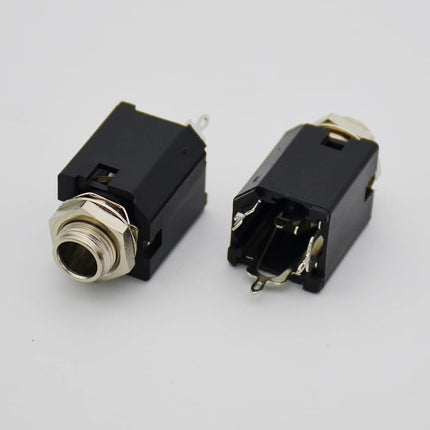 Czyuntuo Audio 1/4" Jack Female 6.35mm TRS Stereo Panel Mount Socket Guitar Input Jack,Patch Cables, Microphone Connector Adapter-No ON/Off Type 10 Pack