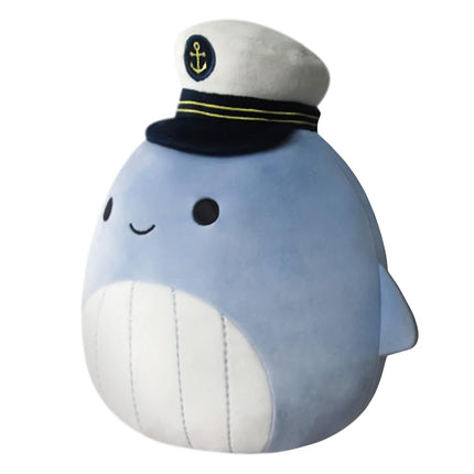 Squishmallows Ballena azul Samir de 8 pulgadas con gorro de marinero - Peluche oficial ultrasuave de Kelly Toy