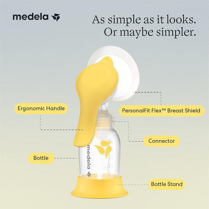 New Medela Harmony Manual Breast Pump, Single Hand Breastpump with Flex Breast Shields for More Comfort and Expressing More Milk