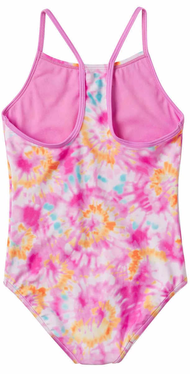 Speedo Girls Thin Strap One Piece Swimsuit (as1, Alpha, l, Regular, Watercolor Pink)