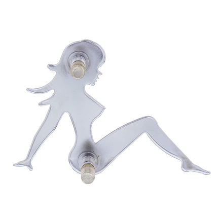 United Pacific 10898 Chrome 3" X 4 1/2" Mini Sitting Lady Mud Flap Cut-Out (Facing Left)