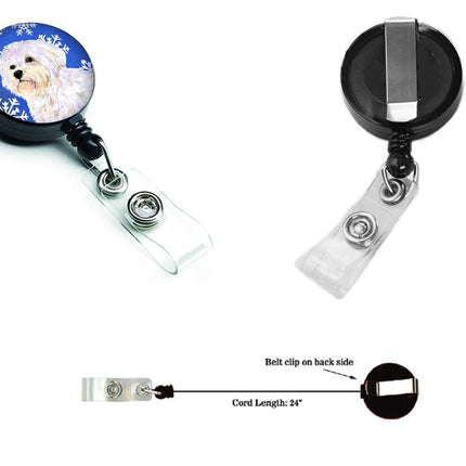 Caroline's Treasures Maltese Winter Snowflakes Holiday Retractable Badge Reel, Multicolor (SS4619BR)
