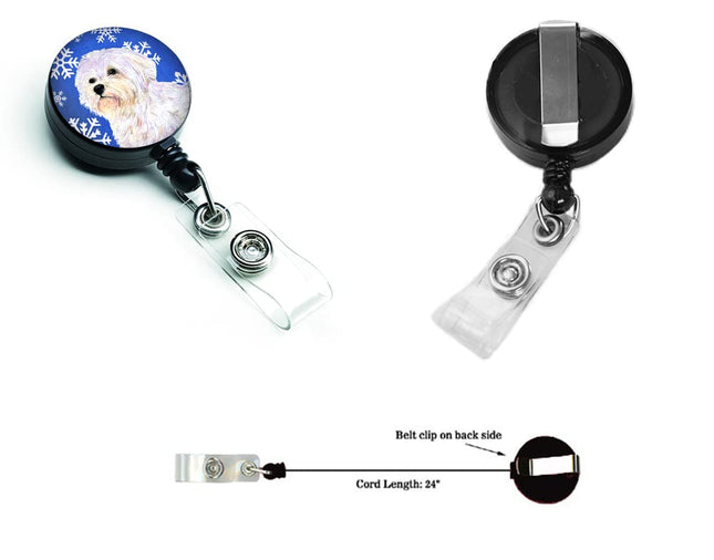 Caroline's Treasures Maltese Winter Snowflakes Holiday Retractable Badge Reel, Multicolor (SS4619BR)