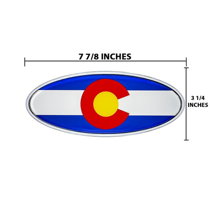 United Pacific 10974 Die-Cast Metal 7 ⅞” x 3 ¼” Chrome Oval Shape Emblem for Peterbilt, Mounting Stud w/Double-Sided Backingg – ONE Emblem – Colorado Flag