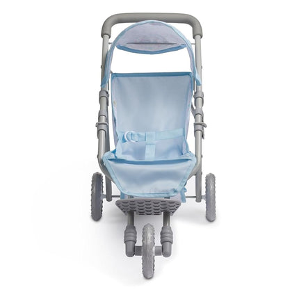 JC Toys | Berenguer Boutique |3 Wheeled Folding Doll Jogger Stroller | Blue | Ages 3+