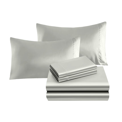 Elegant Comfort Luxurious 4-Piece Silky Satin Sheet Set, Skin and Hair Friendly, Wrinkle, Fade, Stain Resistant with Deep Pockets Fitted Sheet, Cooling Soft Satin Sheet Set, Twin, Light Jade
