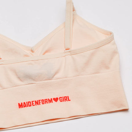Maidenform Girls Seamless Ruched Crop Bra, Pearl/Heather Gray, Large