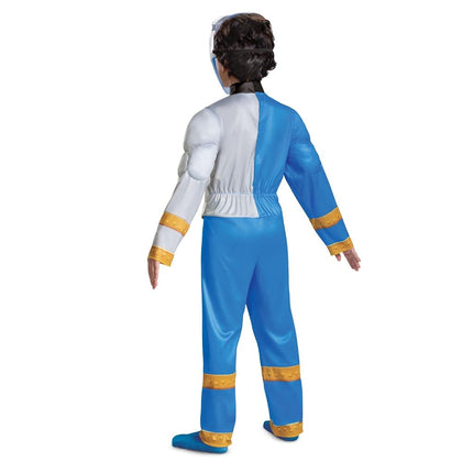 Disguise Official Blue Power Rangers Costume Kids, Muscle Power Rangers Fancy Dress Up Outfit for Children World Book Day Costumes for Boys Small