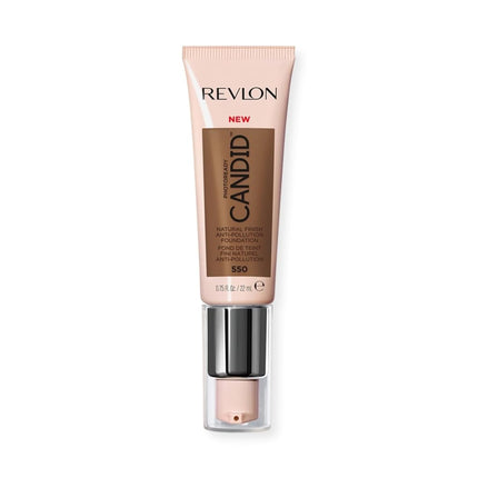 Revlon PhotoReady Candid Natural Finish Foundation, with Anti-Pollution, Antioxidant, Anti-Blue Light Ingredients, 550 Mocha, 0.75 fl oz/ 22ml