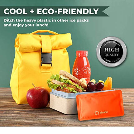 Ice Pack for Kids Lunch Box, Bag and Bento Boxes, 4 Pack Set, Reusable and Refreezable Soft Slim Freezer Pouches for Travel, School, Camping Cooler, Long Lasting Cold, Flexible | Aqua Orange
