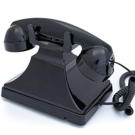 GPO Carrington Classic Retro Push-Button Phone with Pull-Out Tray, Traditional Bell RingTone, Ringer On/Off for Home, Office, Hotels- Black