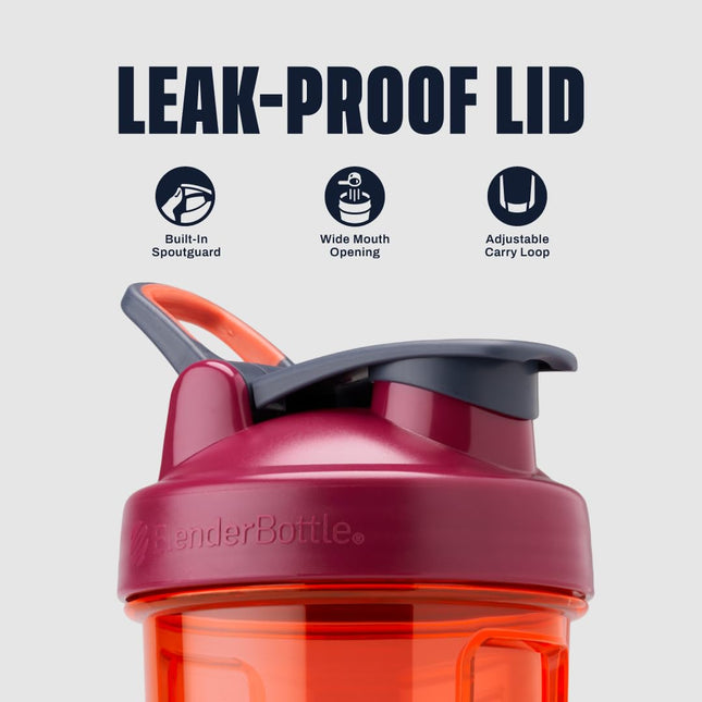 BlenderBottle Vaso mezclador Pro Series perfecto para batidos de proteínas y preentrenamiento, 710 ml, coral a todo color
