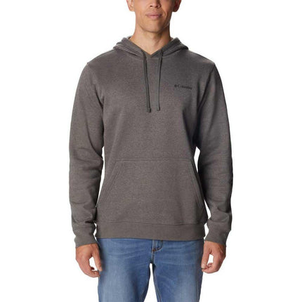 Columbia Men's Trek Hoodie Hooded Sweatshirt, Charcoal Heather/Puff Box Gem Logo, M