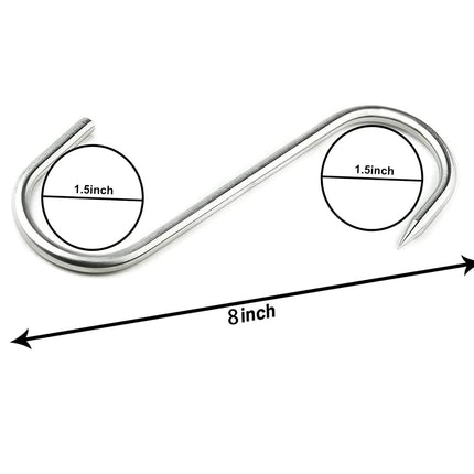 ARTOYS Meat Hooks(8 Inch 5mm), 304 Stainless Steel Heavy Duty Butcher Hook, Meat Hanger Hooks for Smoking,Grilling,Beef, Rib, Barbecue,BBQ (5-Pack MAX Load 150 Pound)