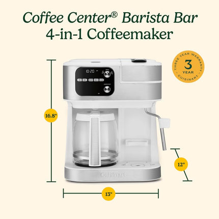 Cuisinart Coffee Center Barista Bar 4-in-1 Coffee Maker, Single-Serve Pods Compatible, Coffeemaker, Three Brewing Sizes, SS-4N1W, White