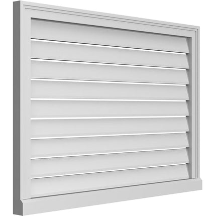 40"W x 28"H Rectangle Surface Mount PVC Gable Vent: Functional, w/ 2"W x 2"P Brickmould Sill Frame