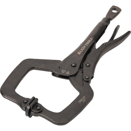 Klein Tools 38622 C-Clamp Locking Pliers with Swivel Pad Jaws, Intuitive Thumb Knob, Adjustable Clamp for Home, Shop, Woodworking, 11-Inch