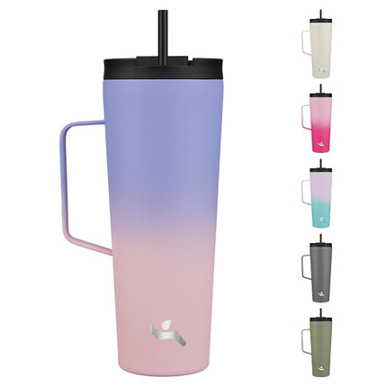 Insulated Tumbler with Handle and Straw, 26 OZ Travel Coffee Mug Stainless Steel Cup Metal Water Bottle,Pastel Sunset