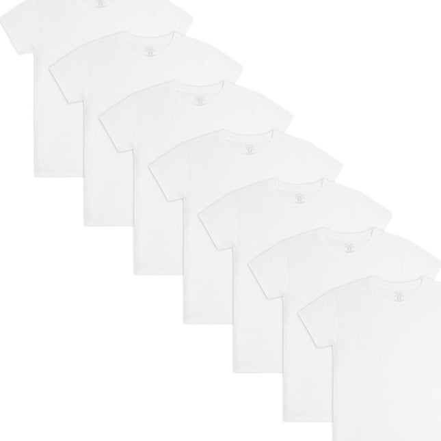 Fruit of the Loom Boys' Eversoft Cotton Undershirts, T Shirts & Tank Tops, T Shirt - Boys - 7 Pack - White, Medium