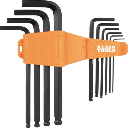 KLEIN TOOLS BLS10M 10-Key Metric Hex Key Caddy Set, L-Style Ball-End Keys, Sizes 1.5 to 10mm, Heat-Treated, Black Phosphate