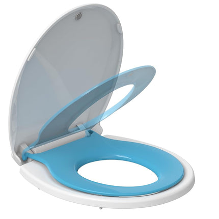 Toilet Seat Cover,Toddler Toilet Seat Round for Kids Potty Training, Soft-Close Design with PP Material, Built-in Child Seat for Toddlers, Easy to Clean and Install - Blue Lid