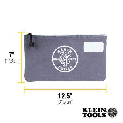 KLEIN TOOLS 55578 Zipper Bag with Divider, No. 10 Canvas, 7-Inch x 12-1/2-Inch Heavy Duty Tool Bag Organizer, Multipurpose for Tools to Crafts