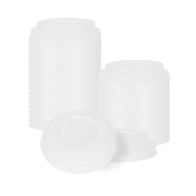 Restaurantware-LIDS ONLY: Basic Nature Compostable Coffee Cup Lids, 500 Disposable Hot Beverage Cup Lids - Cups Sold Separately, Fits 4 Ounce Cups, White PLA Plastic Cup Lids, BPI-Certified