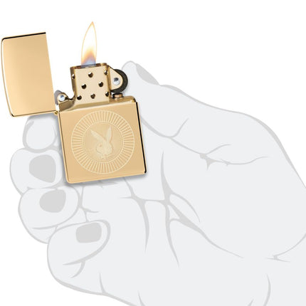 Zippo Playboy Rabbit Head Design High Polish Brass Pocket Lighter