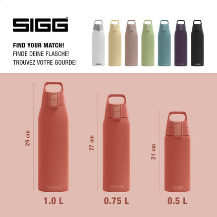 SIGG - Insulated Water Bottle - Shield Therm One - Suitable for Carbonated Beverages - Leakproof - Dishwasher Safe - BPA Free - 90% Recycled Stainless Steel - 0,5L / 0,75L / 1L