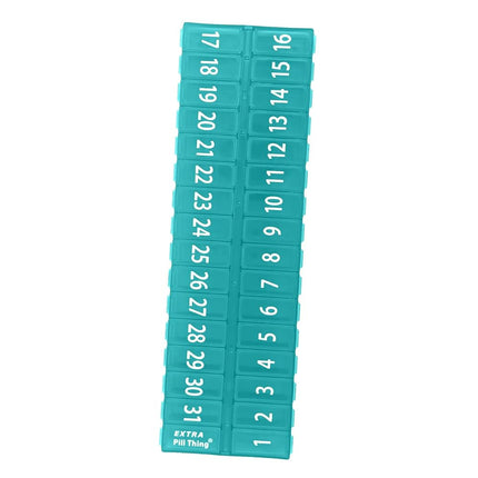 AM PM 31 Day Once-a Day Monthly Pill Planner Organizers - Large Compartment Pill Boxes Store Medications for Entire Month Plus Compartment for Extra Pills (AM/PM) (Am/Pm Black & Teal)