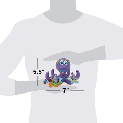 Nuby Floating Interactive Octopus Toddler Bath Toy with 3 Rings, 18M+