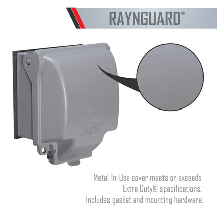 TayMac MX6200 RaynGuard Extra Duty Metal Weatherproof in-Use Cover, 2-Gang, Gray