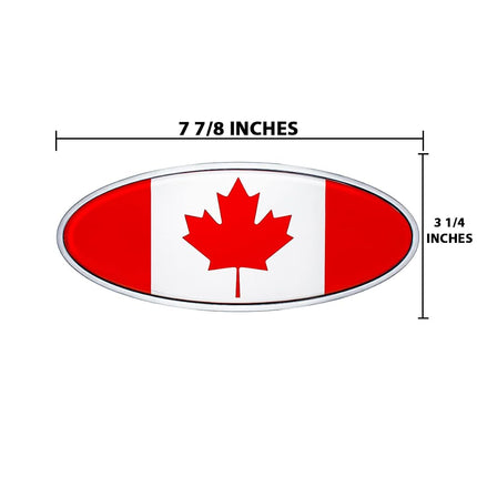 United Pacific 10977 Die-Cast Metal 7 ⅞” x 3 ¼” Chrome Oval Shape Emblem for Peterbilt, Mounting Stud w/Double-Sided Backing – ONE Emblem – Canada Flag