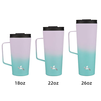 Konokyo Insulated Tumbler with Handle and Straw, 22 OZ Travel Coffee Mug Stainless Steel Cup Metal Water Bottle,Oasis